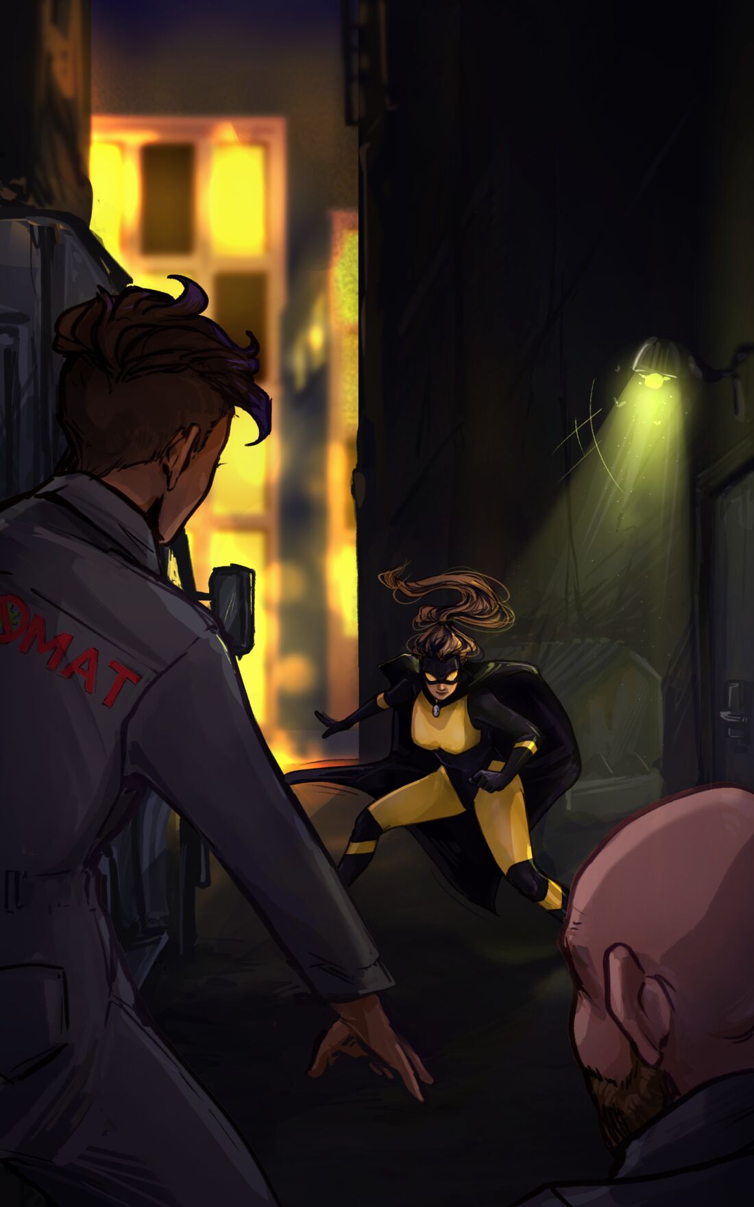 Character art: Beacon confronts foes in a night alley