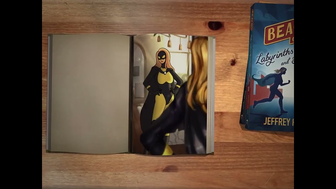 Beacon of Hope series trailer — an open book revealing character art beside the Labyrinths cover